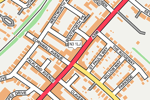 N3 1LJ map - OS OpenMap – Local (Ordnance Survey)