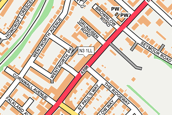 N3 1LL map - OS OpenMap – Local (Ordnance Survey)