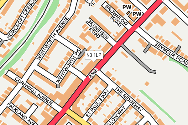 N3 1LP map - OS OpenMap – Local (Ordnance Survey)
