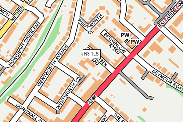 N3 1LS map - OS OpenMap – Local (Ordnance Survey)