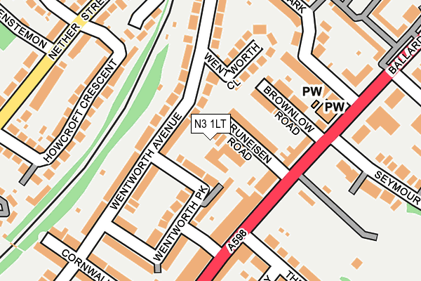 N3 1LT map - OS OpenMap – Local (Ordnance Survey)