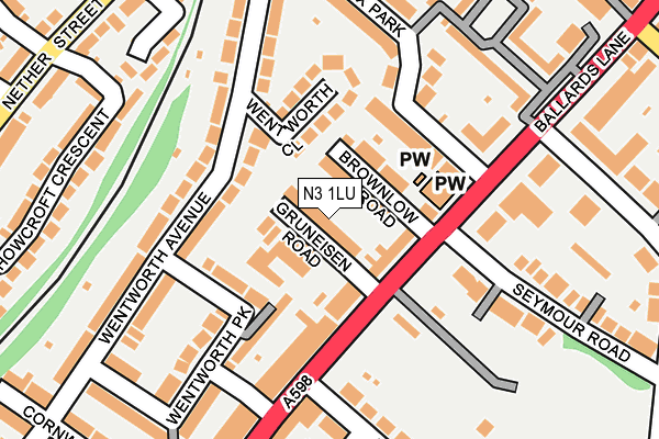 N3 1LU map - OS OpenMap – Local (Ordnance Survey)