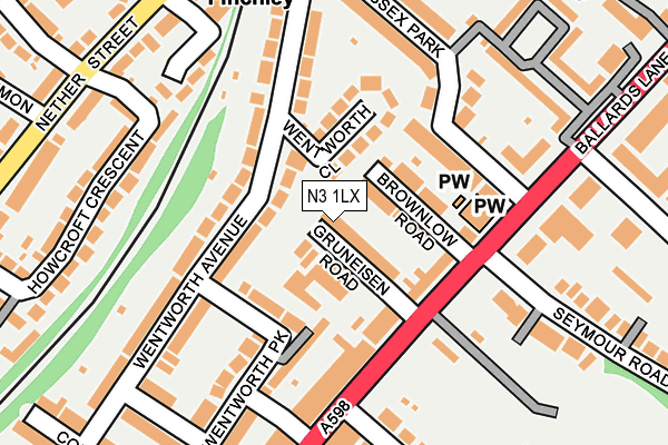 N3 1LX map - OS OpenMap – Local (Ordnance Survey)