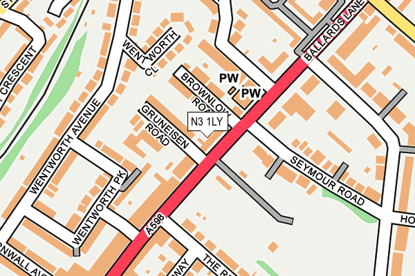 N3 1LY map - OS OpenMap – Local (Ordnance Survey)
