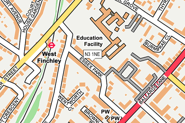 N3 1NE map - OS OpenMap – Local (Ordnance Survey)