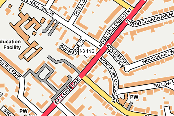 N3 1NG map - OS OpenMap – Local (Ordnance Survey)