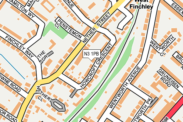 N3 1PB map - OS OpenMap – Local (Ordnance Survey)
