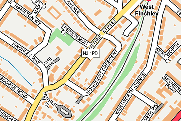 N3 1PD map - OS OpenMap – Local (Ordnance Survey)