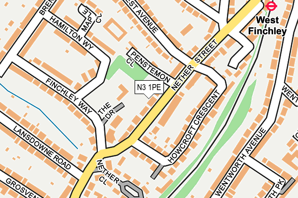 N3 1PE map - OS OpenMap – Local (Ordnance Survey)