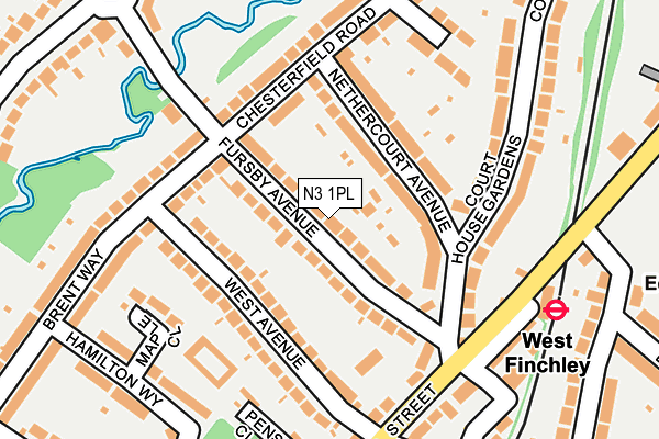 N3 1PL map - OS OpenMap – Local (Ordnance Survey)