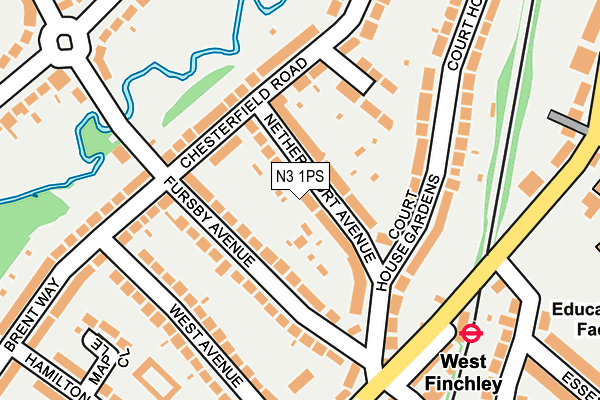 N3 1PS map - OS OpenMap – Local (Ordnance Survey)