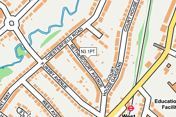 N3 1PT map - OS OpenMap – Local (Ordnance Survey)
