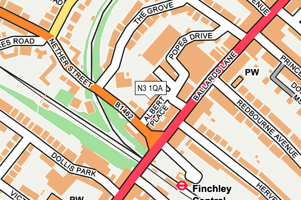 N3 1QA map - OS OpenMap – Local (Ordnance Survey)