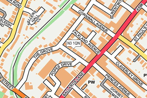 N3 1QN map - OS OpenMap – Local (Ordnance Survey)