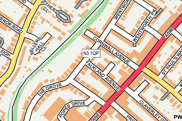 N3 1QP map - OS OpenMap – Local (Ordnance Survey)