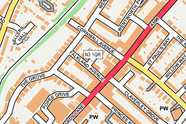 N3 1QR map - OS OpenMap – Local (Ordnance Survey)