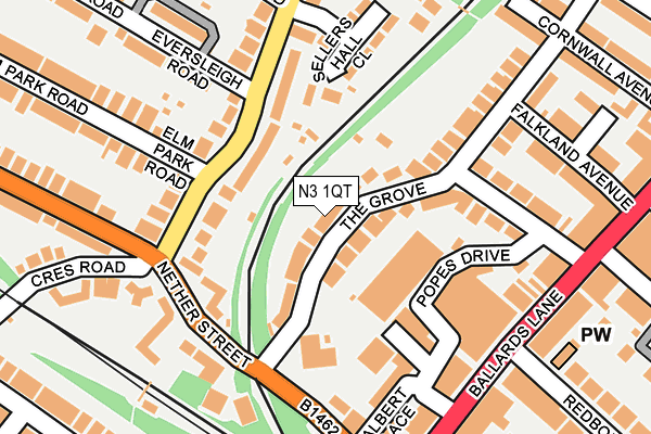 N3 1QT map - OS OpenMap – Local (Ordnance Survey)