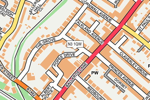 N3 1QW map - OS OpenMap – Local (Ordnance Survey)