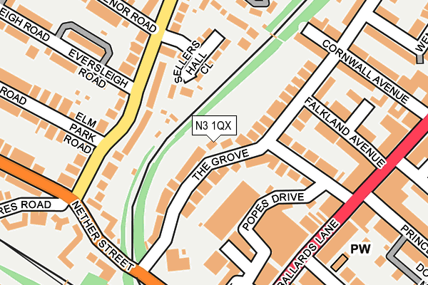 N3 1QX map - OS OpenMap – Local (Ordnance Survey)