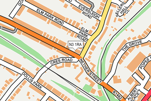 N3 1RA map - OS OpenMap – Local (Ordnance Survey)