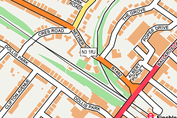 N3 1RJ map - OS OpenMap – Local (Ordnance Survey)