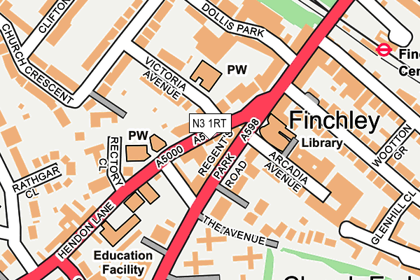 N3 1RT map - OS OpenMap – Local (Ordnance Survey)