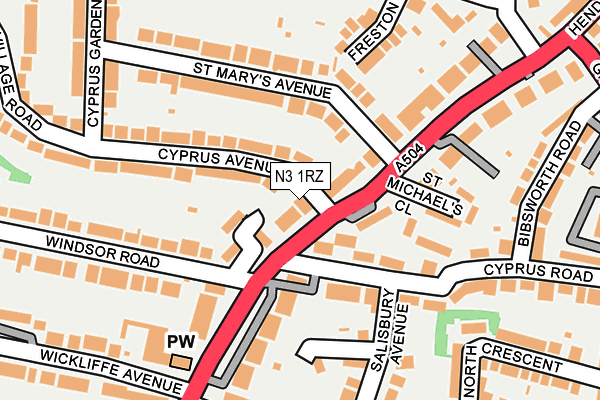 N3 1RZ map - OS OpenMap – Local (Ordnance Survey)