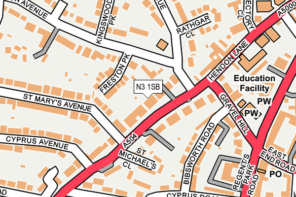 N3 1SB map - OS OpenMap – Local (Ordnance Survey)