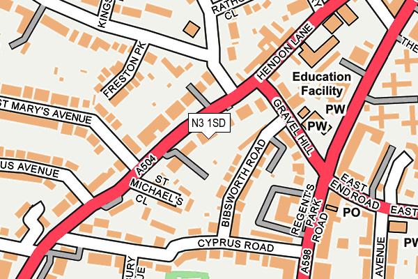 N3 1SD map - OS OpenMap – Local (Ordnance Survey)