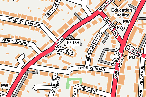 N3 1SH map - OS OpenMap – Local (Ordnance Survey)