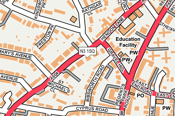 N3 1SQ map - OS OpenMap – Local (Ordnance Survey)