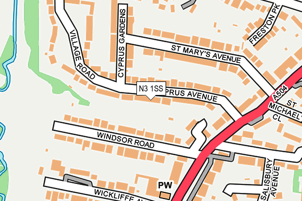 N3 1SS map - OS OpenMap – Local (Ordnance Survey)