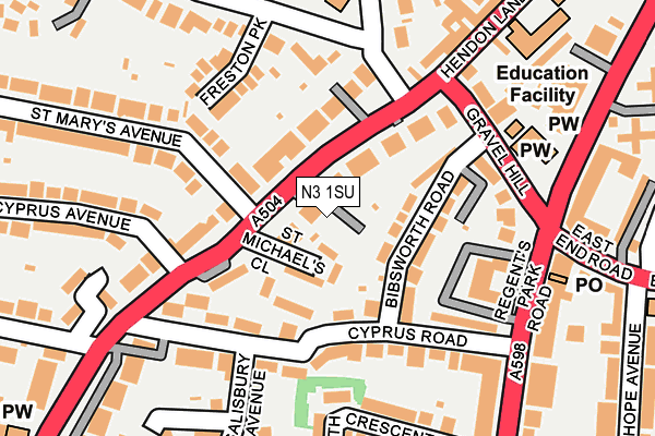 N3 1SU map - OS OpenMap – Local (Ordnance Survey)