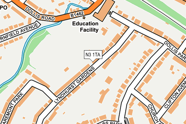 N3 1TA map - OS OpenMap – Local (Ordnance Survey)