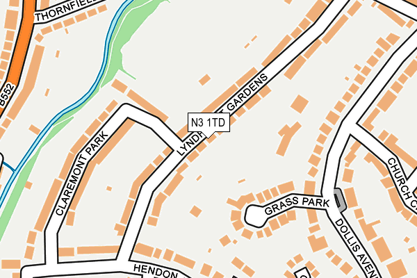 N3 1TD map - OS OpenMap – Local (Ordnance Survey)