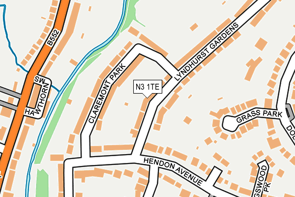 N3 1TE map - OS OpenMap – Local (Ordnance Survey)