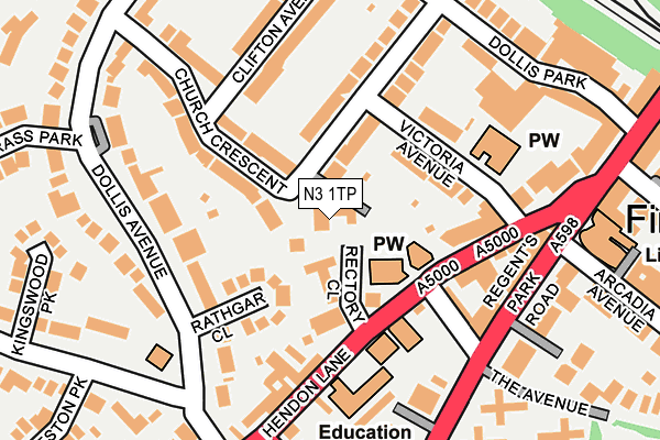 N3 1TP map - OS OpenMap – Local (Ordnance Survey)