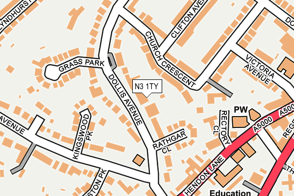 N3 1TY map - OS OpenMap – Local (Ordnance Survey)