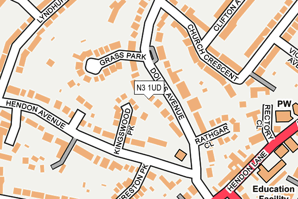 N3 1UD map - OS OpenMap – Local (Ordnance Survey)