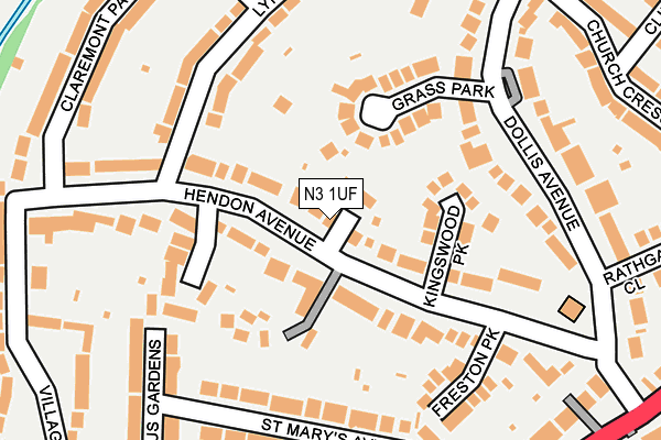 N3 1UF map - OS OpenMap – Local (Ordnance Survey)