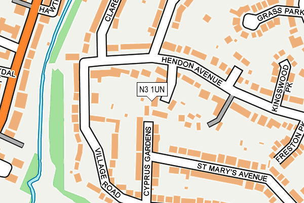 N3 1UN map - OS OpenMap – Local (Ordnance Survey)