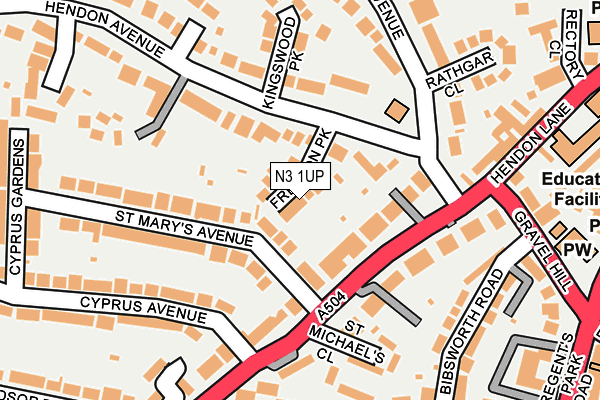 N3 1UP map - OS OpenMap – Local (Ordnance Survey)