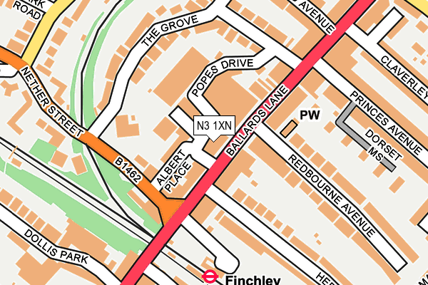 N3 1XN map - OS OpenMap – Local (Ordnance Survey)