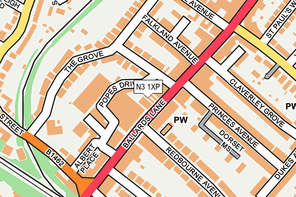 N3 1XP map - OS OpenMap – Local (Ordnance Survey)