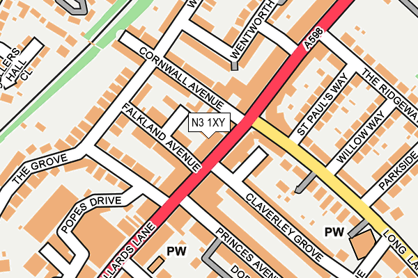 N3 1XY map - OS OpenMap – Local (Ordnance Survey)