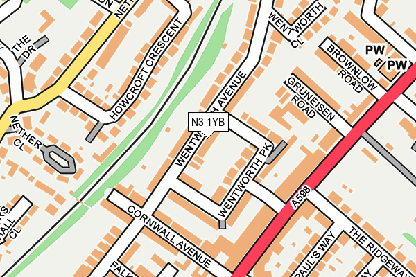 N3 1YB map - OS OpenMap – Local (Ordnance Survey)