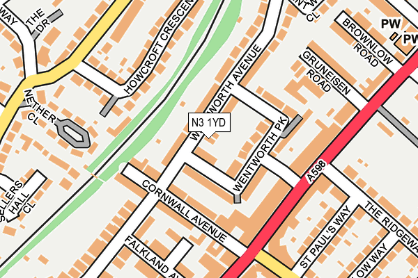 N3 1YD map - OS OpenMap – Local (Ordnance Survey)