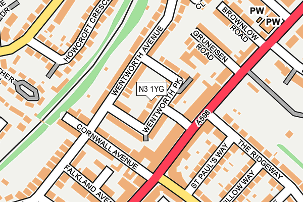 N3 1YG map - OS OpenMap – Local (Ordnance Survey)