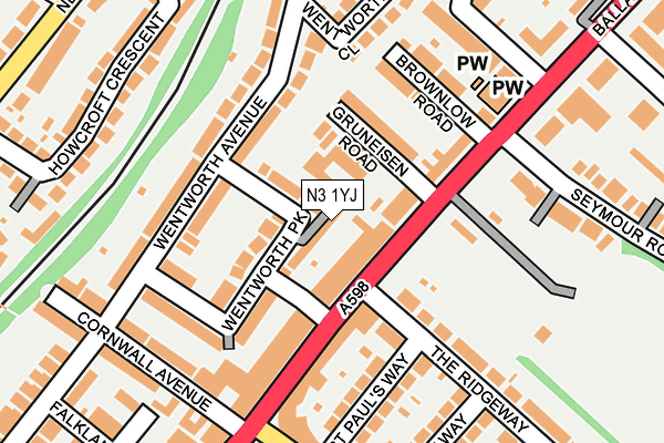 N3 1YJ map - OS OpenMap – Local (Ordnance Survey)