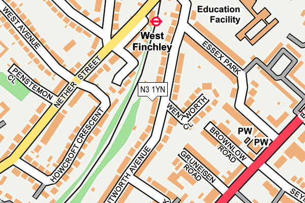 N3 1YN map - OS OpenMap – Local (Ordnance Survey)